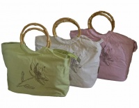 Fino 3 Piece Linen Bamboo Handle Bag Set Photo