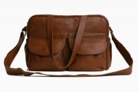 TAN Leather Goods Joanie Leather Nappy Bag - Pecan Photo