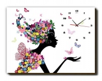 LASA Wall Art Painting with Clock - L Fairy Photo