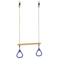 Wooden Trapeze Swing with Plastic Triangular Gym Rings Photo