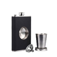 Stainless Steel Hip Flask with Built-in Collapsible Shot Glass Photo