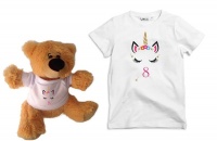 Qtees Africa Unicorn Birthday 8 Tee & Teddy Combo Photo