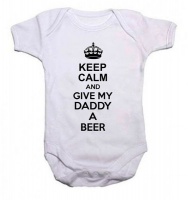 Qtees Africa Keep Calm & Give My Daddy a Beer Baby Grow Photo