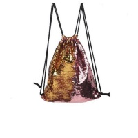 Iconix Two Way Sequin Mermaid Drawstring Bag - Gold/Pink Photo