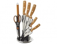 Blaumann Stainless Steel Knife Set with Stand - Yellow Wood Photo