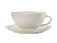 Maxwell & Williams - White Basics Diamonds Tea Cup & Saucer - Set of 8 Photo