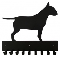 Bull Terrier Key Rack & Dog Leash Hanger with 9 Hooks - Black Photo