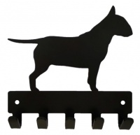 Bull Terrier Key Rack & Leash Hanger - 5 Hooks - Black Photo