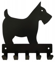 Scottish Terrier Key Rack & Leash Hanger - 5 Hooks - Black Photo