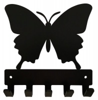Butterfly Key Rack & Leash Hanger - 5 Hooks - Black Photo