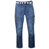 No Fear Men's Belted Cargo Jeans - Mid Wash Photo