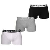 Jack & Jones Mens Sense 3 Pack Trunks - Black White & Grey Photo