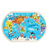 Wooden Puzzle World Map for Kids - 80 Piece Photo