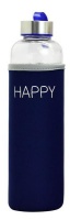 Continental Homeware 600ml Glass Bottle with Navy Blue Cloth Photo