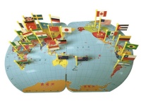 Children Wooden Puzzle World Map Flag Matching Puzzle Toy Photo