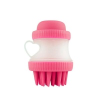 Pet Silicone Easy Bathing Massage Brush Wash Cup - Pink Photo