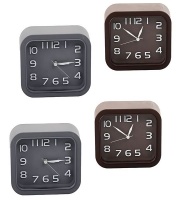 Bulk Pack x 4 Clock Alarm Quartz Plastic Square 10x12cm . Photo