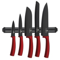 Berlinger Haus 6-Piece Knife Set with Magnetic Hanger - Burgundy Photo