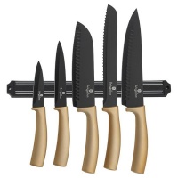 Berlinger Haus 6-Piece Knife Set with Magnetic Hanger - Black Rose Photo