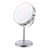 LED Double Sided 1x & 3x Magnification Standing Cosmetic Mirror Photo