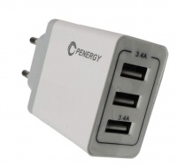 3 USB Ports PENERGY Travel Adapter Wall Charger 3.4A No Cable Photo