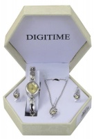 Digitime Women's Watch & Jewellery Set - Silver & Yellow Photo