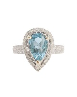Miss Jewels-2.28ct Swiss Blue Topaz & Diamond 14K White Gold Ring Photo