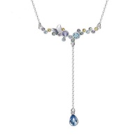 CDE 925 Sterling Silver Drop Necklace with Swarovski Crystals Photo