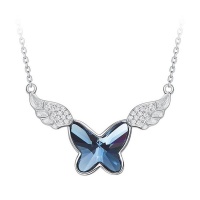 CDE 925 Sterling Silver Butterfly Angel Necklace with Swarovski Crystals Photo