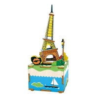 Robotime Romantic Eiffel Musical Box - 3D Wooden Puzzle Gift Photo