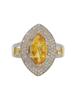 Miss Jewels-2.09ctw Citrine and Diamond 14ct Yellow Gold Ring Photo