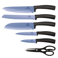 Berlinger Haus 7-Piece Titatum Coating Knife Set with Stand - Royal Blue Photo