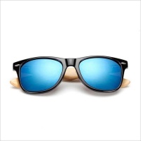 Blue Mirror Lense Bamboo Wood Sunglasses Photo
