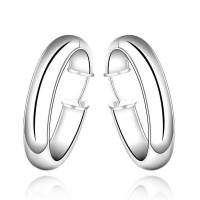 Silver Smooth Large Round Hoop Earrings Photo