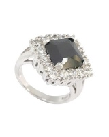 Miss Jewels - 5ct Black Cubic Zirconia Dress Ring in 925 Sterling Silver Photo