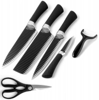 Black 6 Piece Non-Stick Coated Kitchen Knife Set Photo