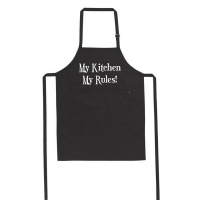 BuyAbility My Kitchen My Rules - White - Black - Apron Photo