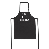 BuyAbility Kiss the Cook - White Text - Black - Apron Photo