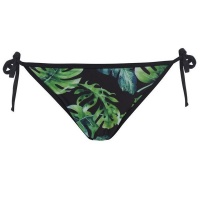 SoulCal Ladies Triangle Bikini Bottoms - Black Palm Print Photo