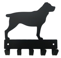 Rottweiler Key Rack & Leash Hanger - 5 Hooks - Black Photo