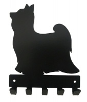Yorkshire Terrier Key Rack & Leash Hanger - 5 Hooks - Black Photo