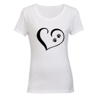 Paw Prints on my Heart! - Ladies - T-Shirt - White Photo