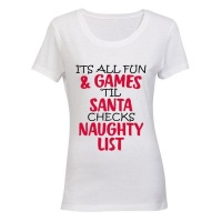 Santa - Naughty List! - Ladies - T-Shirt - White Photo