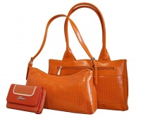 Fino 2 Piece Pu Leather Bags And Purse Set - Orange Photo