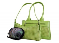 Fino 2 Piece PU Leather Bags And Purse Pouch Set - Green Photo