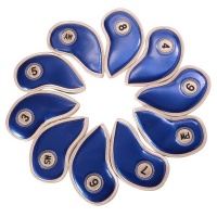 10 Piece Crystal Pu Leather Golf Iron Head Covers Set - Blue Photo