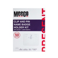 Meeco: Clip and Pin Name Badge Holder Kit 4" X 3" Box of 50 - Clear Photo