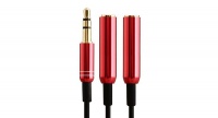 AUX-201 1-to-2 3.5mm Audio Splitter Cable Adapter - Red Photo