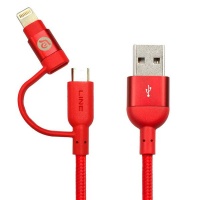 Adam Elements Peak 2 Duo 120B Braided MFi Lightning & Micro USB 1.2m Red Photo