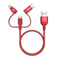 Adam Elements PeAk 2 Trio 30B USB to Lightning/microUSB/USB-C 30cm Red Photo